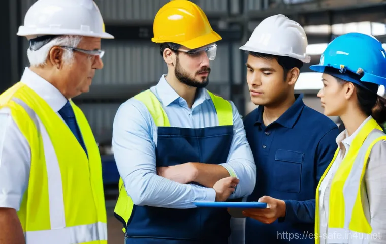 산업안전기사와 화학물질 안전 관리 - **Prompt: Industrial Safety Training and Collaboration**
A diverse team of industrial workers, i...