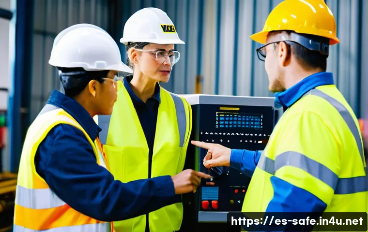 산업안전기사와 에너지 관리 안전 - **Industrial Safety Culture in Action**
    A vibrant, sunlit factory floor with diverse male and fe...