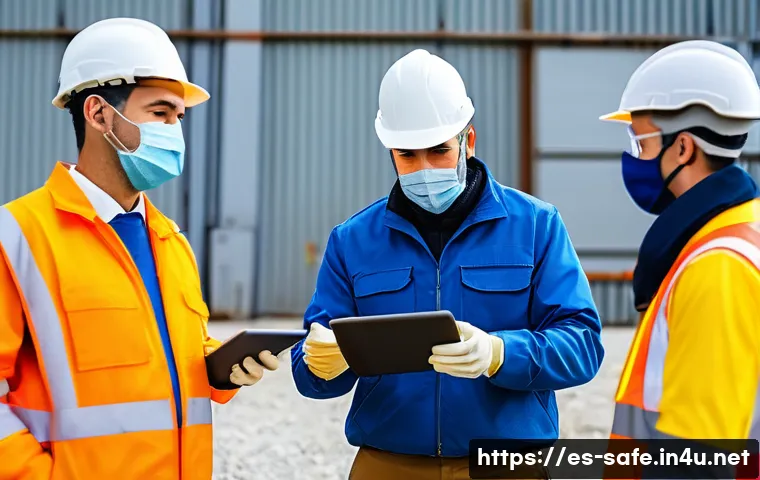 산업안전기사와 개인 보호구 PPE 관리 - A dynamic industrial workplace scene in Spain showing diverse workers wearing full personal protecti...